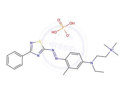 Chemical structure of [2-[ethyl[3-methyl-4-[(3-phenyl-1,2,4-thiadiazol-5-yl)azo]phenyl]amino]ethyltrimethylammonium dihydrogen phosphate