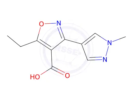 Chemical structure of 5-Ethyl-3-(1-methyl-1h-pyrazol-4-yl)isoxazole-4-carboxylic acid