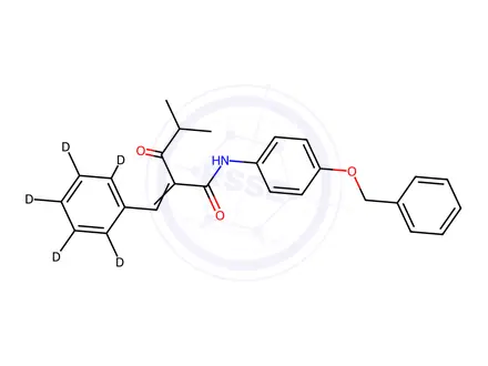 Chemical structure of N-4-Benzyloxyphenyl α-Benzilidene-d5 Isobutyrylacetamide
