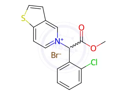Chemical structure of 5-[1-(2-Chlorophenyl)-2-methoxy-2-oxoethyl]thieno[3,2-c]pyridinium Bromide(>90%)
