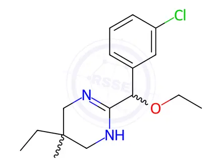 Chemical structure of 3,4,5,6-Tetrahydro-2-(4-chloro-α-ethoxybenzyl)-5-ethyl-5-methylpyrimidine