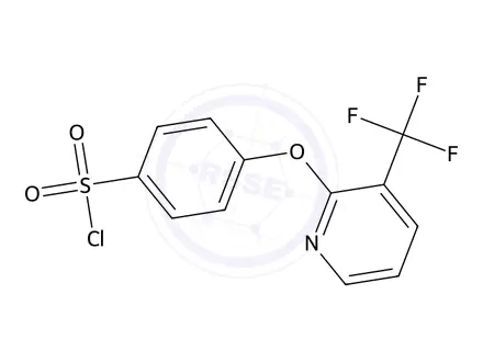 Chemical structure of 4-((3-(Trifluoromethyl)pyridin-2-yl)oxy)benzenesulfonyl chloride