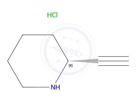 Chemical structure of (2R)-2-ethynylpiperidine;hydrochloride