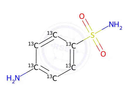 Chemical structure of Sulfanilamide-13C6
