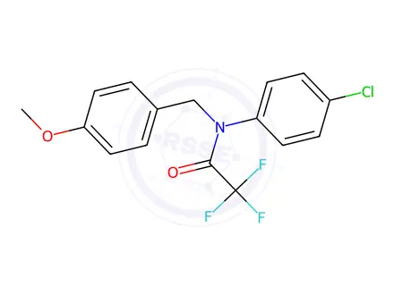 Chemical structure of N-(4-chlorophenyl)-2,2,2-trifluoro-N-(4-methoxybenzyl)acetamide