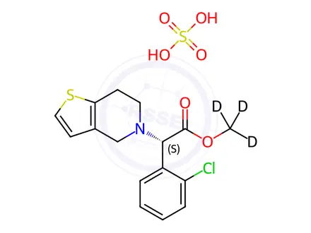 Chemical structure of Clopidogrel D3 Hydrogen sulphate-AR Grade-10 ppm/ACN