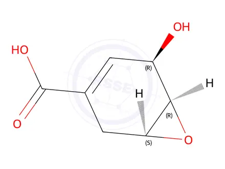 Chemical structure of 7-Oxabicyclo[4.1.0]hept-3-ene-3-carboxylicacid,5-hydroxy-,[1S-(1alpha,5beta,6alpha)]-(9CI)