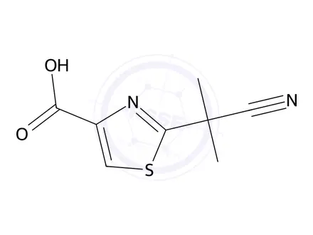 Chemical structure of 2-(1-Cyano-1-methylethyl)-1,3-thiazole-4-carboxylic acid