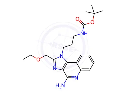 Chemical structure of Carbamic acid, N-[3-[4-amino-2-(ethoxymethyl)-1H-imidazo[4,5-c]quinolin-1-yl]propyl]-, 1,1-dimethylethyl ester