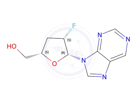 Chemical structure of 9-(2',3'-dideoxy-2'-fluoroarabinofuranosyl)purine