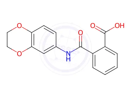 Chemical structure of Benzoic acid, 2-[[(2,3-dihydro-1,4-benzodioxin-6-yl)amino]carbonyl]-