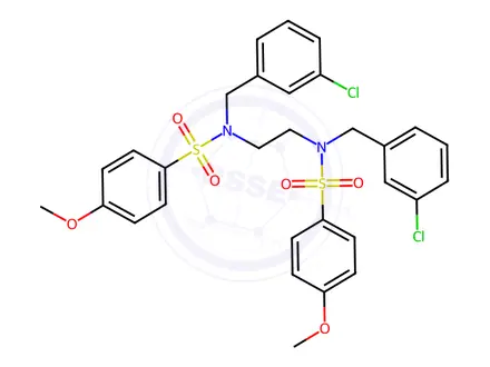 Chemical structure of N-[(3-Chlorophenyl)methyl]-N-(2-{N-[(3-chlorophenyl)methyl]4-methoxybenzenesulfonamido}ethyl)-4-methoxybenzene-1-sulfonamide