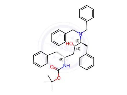 Chemical structure of tert-butyl ((2R,4S,5S)-5-(dibenzylamino)-4-hydroxy-1,6-diphenylhexan-2-yl)carbamate