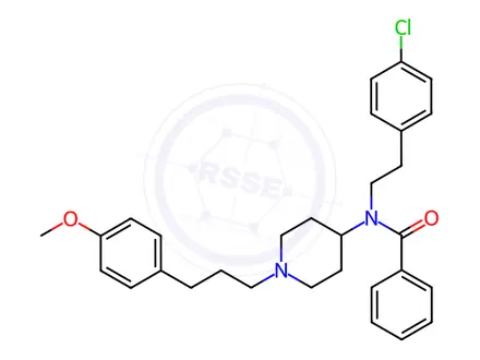 Chemical structure of Benzamide, N-[2-(4-chlorophenyl)ethyl]-N-[1-[3-(4-methoxyphenyl)propyl]-4-piperidinyl]-