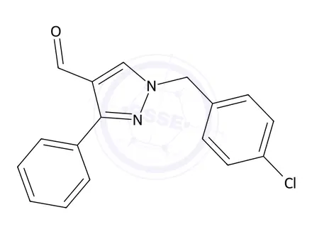 Chemical structure of 1-(4-Chlorobenzyl)-3-phenyl-1H-pyrazole-4-carbaldehyde