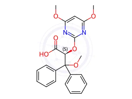 Chemical structure of (S)-2-((4,6-Dimethoxypyrimidin-2-yl)oxy)-3-methoxy-3,3-diphenylpropanoic acid