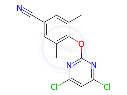 Chemical structure of 4-((4,6-Dichloropyrimidin-2-yl)oxy)-3,5-dimethylbenzonitrile