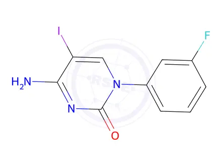 Chemical structure of 4-Amino-1-(3-fluorophenyl)-5-iodopyrimidin-2(1H)-one