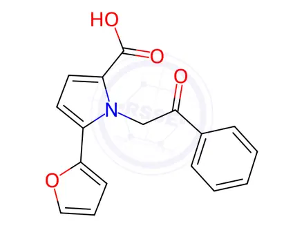 Chemical structure of 5-(Furan-2-yl)-1-(2-oxo-2-phenylethyl)-1H-pyrrole-2-carboxylic acid