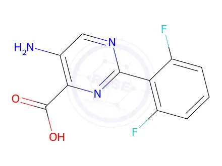Chemical structure of 5-Amino-2-(2,6-difluorophenyl)pyrimidine-4-carboxylic acid