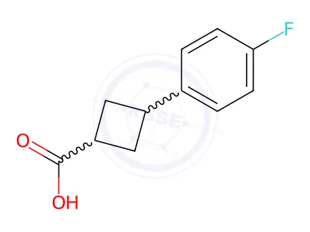 Chemical structure of 3-(4-Fluorophenyl)cyclobutane-1-carboxylic acid