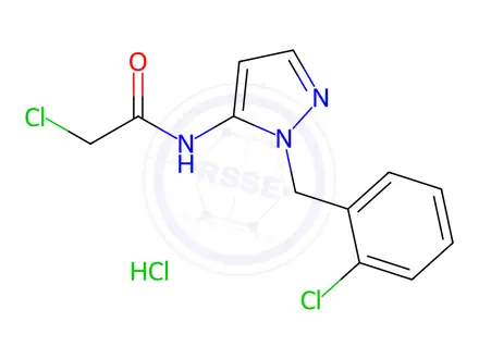 Chemical structure of 2-Chloro-N-(1-(2-chlorobenzyl)-1h-pyrazol-5-yl)acetamide hydrochloride