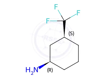 Chemical structure of (1R,3S)-3-(trifluoromethyl)cyclohexan-1-amine