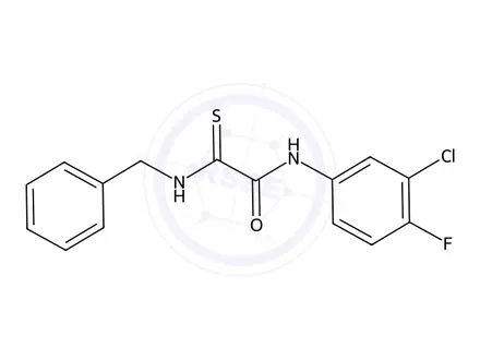 Chemical structure of 2-(Benzylamino)-N-(3-chloro-4-fluorophenyl)-2-thioxoacetamide