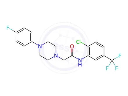 Chemical structure of N-(2-chloro-5-(trifluoromethyl)phenyl)-2-(4-(4-fluorophenyl)piperazin-1-yl)acetamide