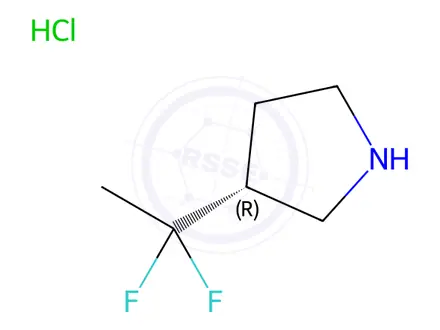 Chemical structure of (3R)-3-(1,1-difluoroethyl)pyrrolidine;hydrochloride