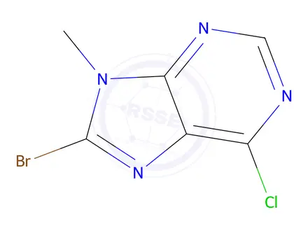 Chemical structure of 8-bromo-6-chloro-9-methyl-9H-purine