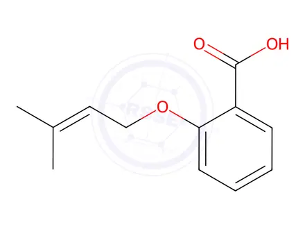 Chemical structure of Benzoic acid, 2-[(3-methyl-2-buten-1-yl)oxy]-