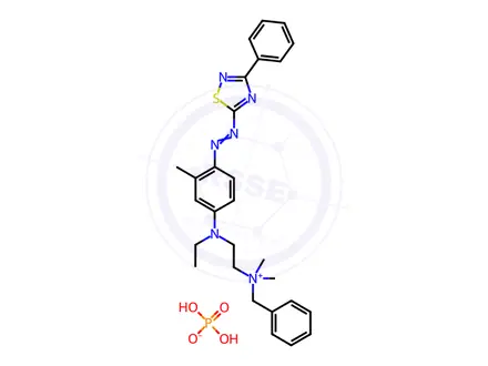 Chemical structure of benzyl[2-[ethyl[4-[(3-phenyl-1,2,4-thiadiazol-5-yl)azo]-m-tolyl]amino]ethyl]dimethylammonium dihydrogen phosphate