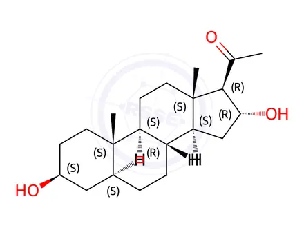 Chemical structure of (3β,5α,16α)-3,16-Dihydroxypregnan-20-one
