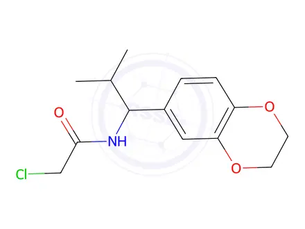 Chemical structure of 2-Chloro-n-[1-(2,3-dihydro-1,4-benzodioxin-6-yl)-2-methylpropyl]acetamide