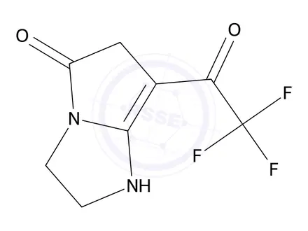 Chemical structure of 7-(2,2,2-Trifluoroacetyl)-1,2,3,6-tetrahydro-5H-pyrrolo[1,2-a]imidazol-5-one