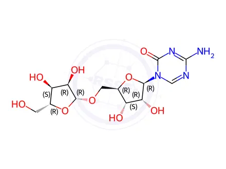 Chemical structure of 4-Amino-1-((2R,3R,4S,5R)-5-((((2R,3R,4S,5R)-3,4-dihydroxy-5-(hydroxymethyl)tetrahydrofuran-2-yl)oxy)methyl)-3,4-dihydroxytetrahydrofuran-2-yl)-1,3,5-triazin-2(1H)-one