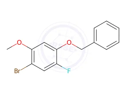 Chemical structure of Benzene, 1-bromo-5-fluoro-2-methoxy-4-(phenylmethoxy)-