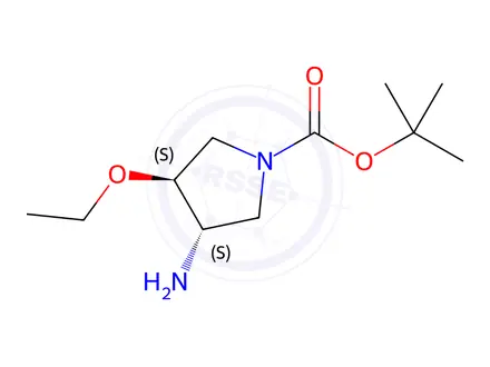 Chemical structure of (3S,4S)-tert-butyl 3-amino-4-ethoxypyrrolidine-1-carboxylate