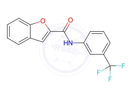 Chemical structure of N-(3-(trifluoromethyl)phenyl)benzofuran-2-carboxamide