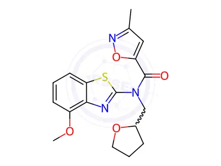 Chemical structure of N-(4-Methoxybenzo[d]thiazol-2-yl)-3-methyl-N-((tetrahydrofuran-2-yl)methyl)isoxazole-5-carboxamide