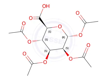 Chemical structure of (2S,3S,4S,5S,6R)-3,4,5,6-Tetraacetoxytetrahydro-2H-pyran-2-carboxylic acid