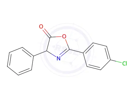 Chemical structure of 5(4H)-Oxazolone, 2-(4-chlorophenyl)-4-phenyl-