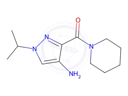 Chemical structure of 1-isopropyl-3-(piperidin-1-ylcarbonyl)-1H-pyrazol-4-amine