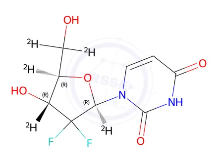 Chemical structure of 2′,2′-Difluorodeoxyuridine-d5