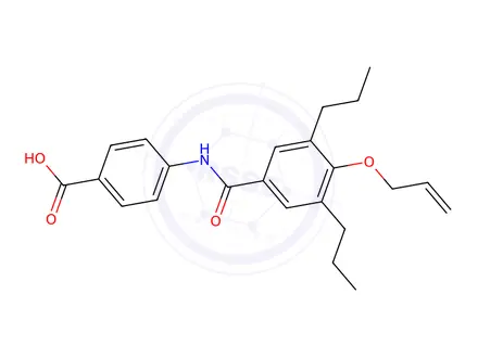 Chemical structure of N-(4-Allyloxy-3,5-dipropylbenzoyl)-p-aminobenzoic acid