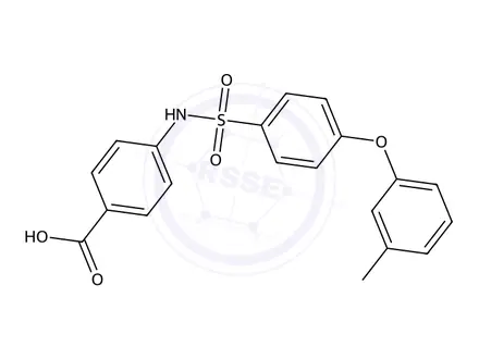 Chemical structure of 4-((4-(M-tolyloxy)phenyl)sulfonamido)benzoic acid