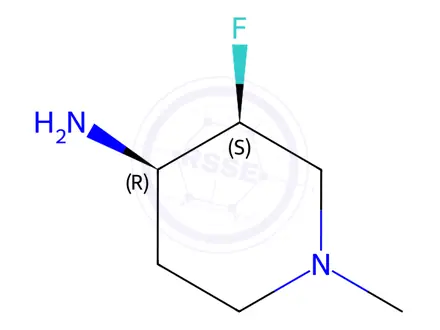 Chemical structure of (3S,4R)-3-fluoro-1-methyl-piperidin-4-amine;dihydrochloride