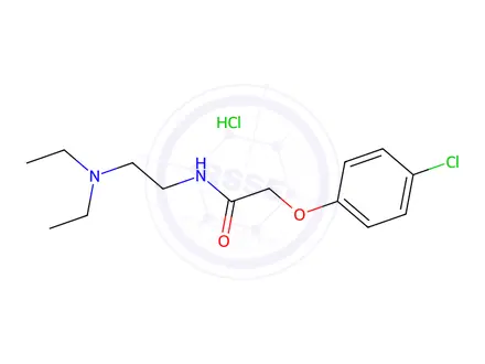 Chemical structure of 2-(4-chlorophenoxy)-N-[2-(diethylamino)ethyl]acetamide monohydrochloride