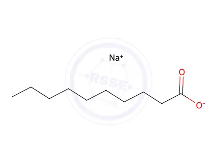 Chemical structure of sodium decanoate